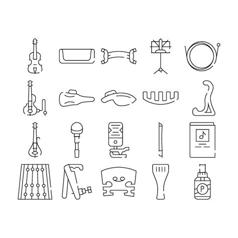 Violin String Musical Instrument Icons Set Vector Art At Vecteezy