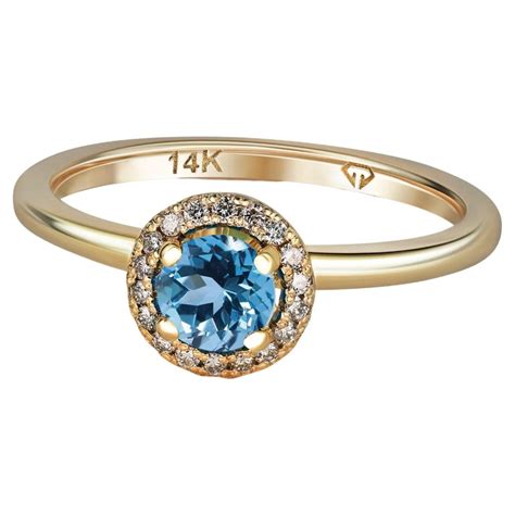 Customizable Topaz Ring With Diamonds In 14 Karat Gold Sky Blue Topaz 14k Gold Ring For Sale