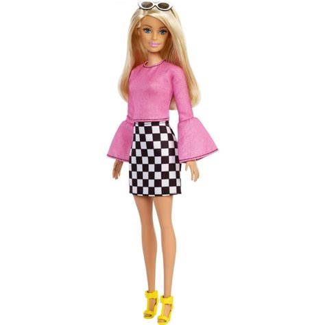 Barbie Fashionistas Doll, Original Body Type with Checkered Skirt ...