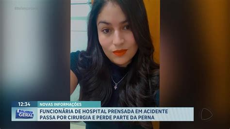 Mulher tem parte da perna amputada após ser prensada contra parede em