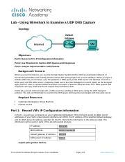 4 6 2 7 Lab Using Wireshark To Examine A UDP DNS Capture Docx Lab