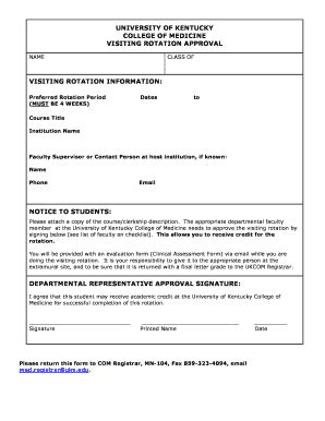 Fillable Online Meded Med Uky Preferred Rotation Period Fax Email Print