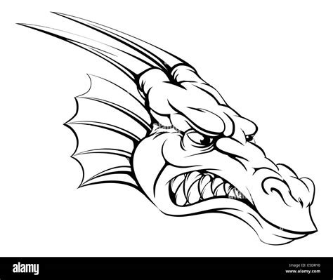 Un dessin d une tête de mascotte dragon difficile moyenne Photo Stock