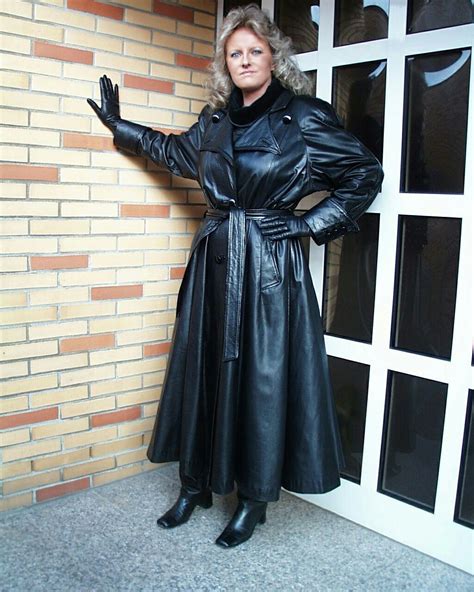 Lederlady Sexy Leather Outfits Long Leather Coat Black Leather Coat