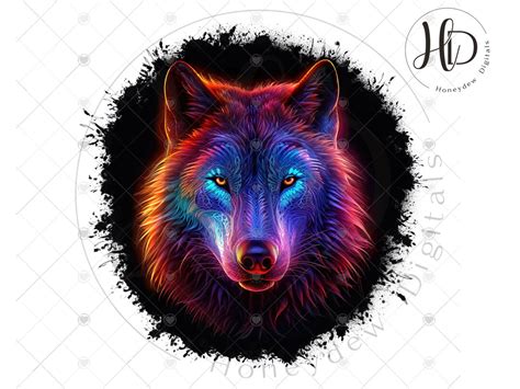 Wolf Sublimation Designs Colorful Wolf Clipart Wolf Digital Art