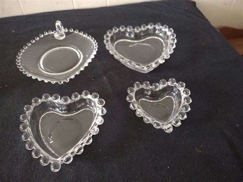 4 Vintage Imperial Glass Candlewick Pattern Heart Shaped Dishes Lil Dusty Online Auctions