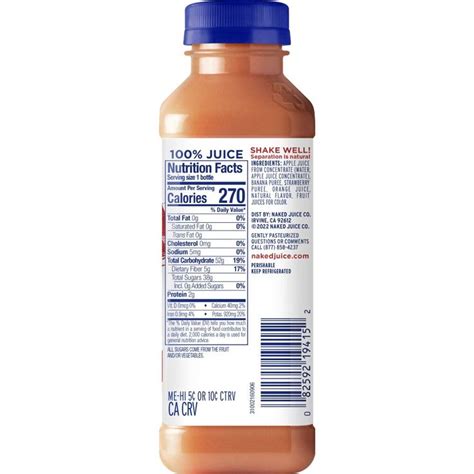 Naked Juice Strawberry Banana Flavored 100 Fruit Smoothie Blend 15 2 Fl Oz Juice Smoothie