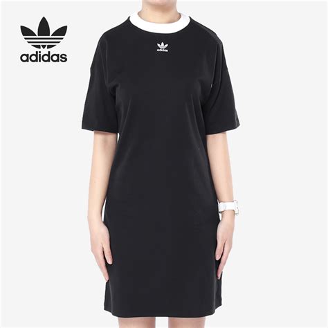 Adidas阿迪达斯官方正品三叶草女子中长款圆领运动连衣裙 Dh3184虎窝淘