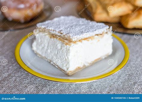 Traditional Polish Cream Pie Napoleonka Stock Image Image Of Puff