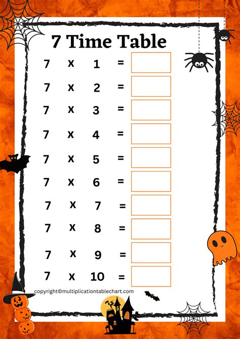 7 Times Table Worksheet For 3rd 4th Grade Lesson Planet Images And