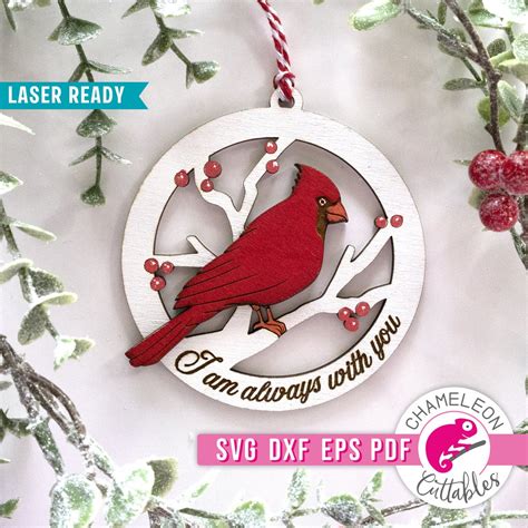 Pdf Svg Dxf Eps Cardinal Tree Christmas Ornament Svg Etsy