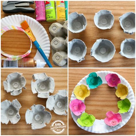 Pretty Egg Carton Flower Wreath Craft Kids Activities Blog