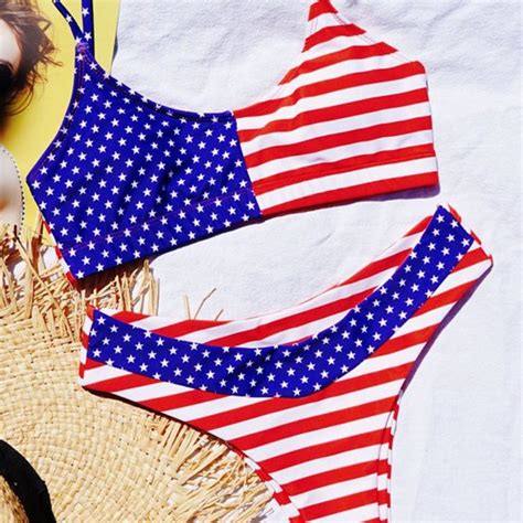 Jaycieonposh Swim American Flag High Cut Bikini Set Poshmark