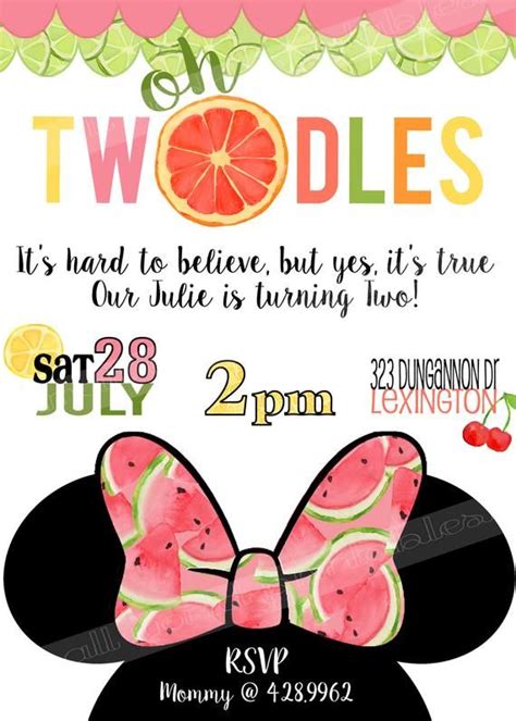 Free Printable Oh Twodles Birthday Invitation