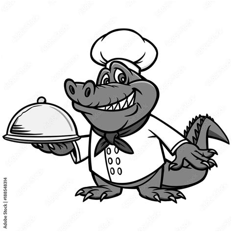 Cajun Chef Illustration - A vector cartoon illustration of a Cajun Alligator Chef mascot. Stock ...