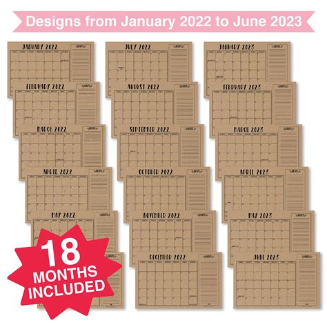 Large Desk Calendar 2022 2023 2022 Rustic Wall Calendar Desk