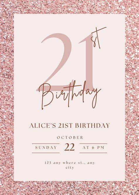 The St Birthday Party Card Is Shown In Pink Glitter