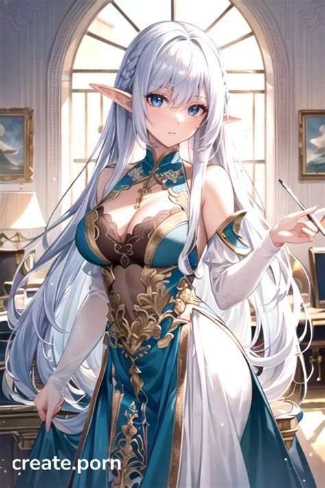 Bangs Blue Eyes Elf Ears AI Porn