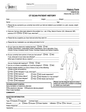 Ct Scan Patient History Fill And Sign Printable Template Online