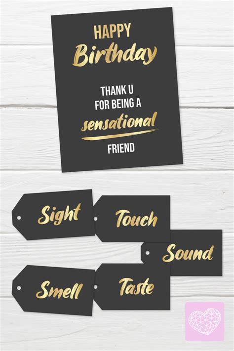 5 Senses Friend Gift Tags Printable Birthday Cards For Bestie Five