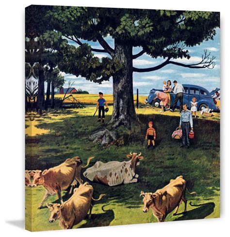 Shoo The Moos Painting Print On Canvas By Stevan Dohanos 18 X18 Traditional Prints And