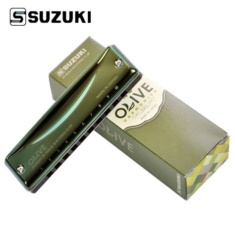 Suzuki C Olive Hole Diatonic Harmonica Green Professional Blues