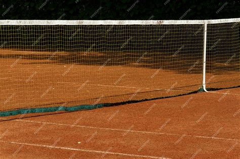 Fragmento De Una Cancha De Tenis De Tierra Batida Al Aire Libre Cuadrícula Y Líneas De Marcado