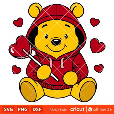 Winnie The Pooh Candy Heart Svg Love Svg Valentines Day Svg Disney