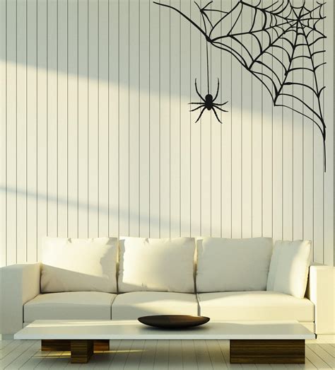 Vinyl Wall Decal Spider Web Funny Halloween Decorating Room Stickers Mural Large