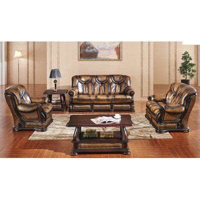 Canora Grey Renwick Distressed 3 Piece Leather Sleeper Living Room Set