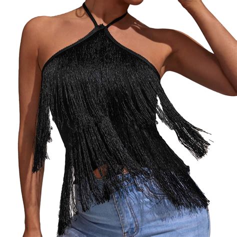 Ehqjnj Female Easter Corset Top Womens Hollowed Out Fashion Tassel Suspender Hanging Neck Top