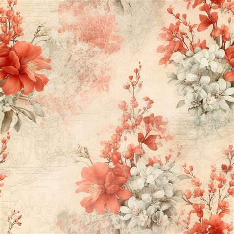 Premium AI Image | There is a floral wallpaper with red and white ...