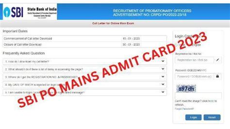 Sbi Po Mains Admit Card 2023