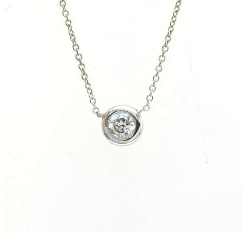 14K White Gold Bezel Set Diamond Pendant Necklace | Property Room