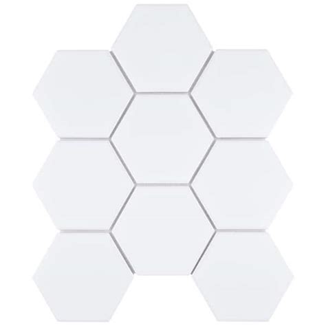 Merola Tile Metro Super 4 In Hex Matte White 10 In X 11 12 In