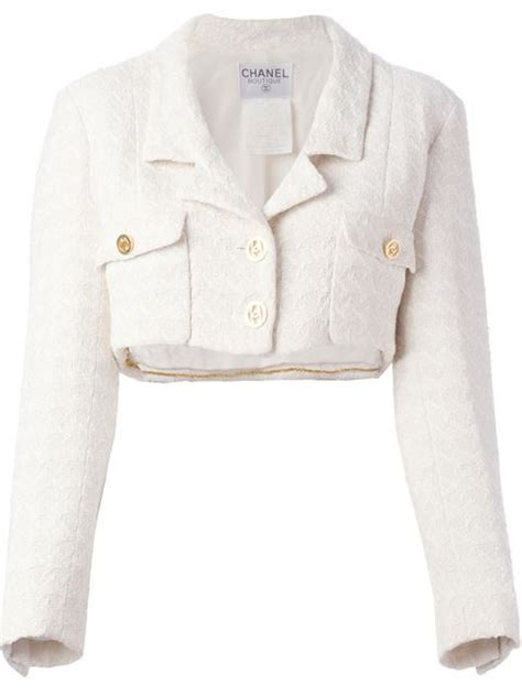 CHANEL Pre Owned Cropped Jacket Farfetch Clothes White Cropped