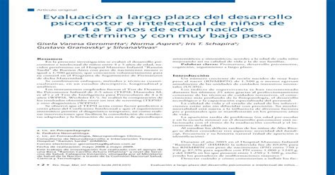 Pdf Artículo Original Evaluación A Largo Plazo Del Desarrollo 2 7