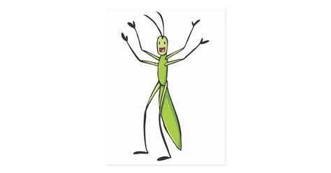 Happy Stick Insect Cartoon Postcard | Zazzle