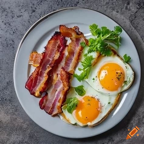 Delicious Breakfast Plate With Eggs And Bacon On Craiyon