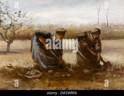 Two Peasant Women Digging Potatoes Nunen Nuenen Netherlands By