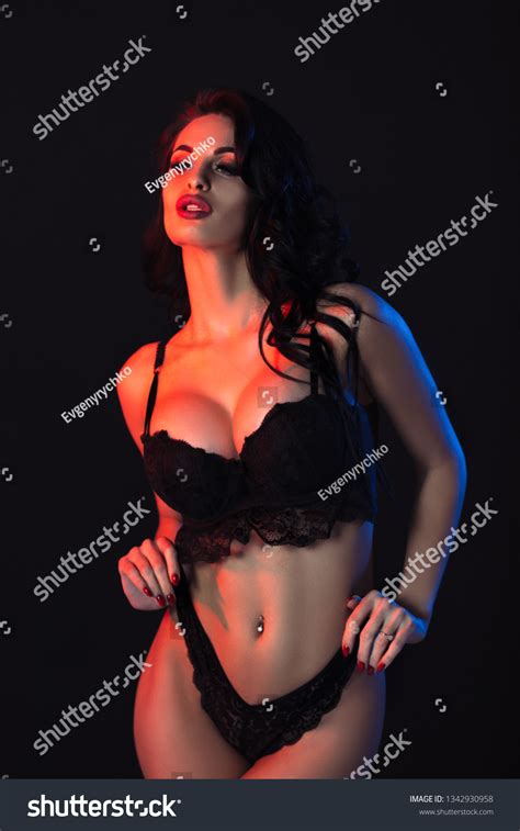 Sexy Woman Lace Black Sensual Lingerie Stock Photo