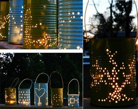 Farolzão Latas E Acessórios - Cómo hacer farolillos con latas para el jardín | Diy lamp, Valance ...