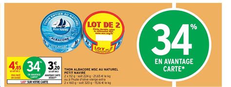 Offre Thon Albacore Msc Au Naturel Petit Navire Chez Intermarche Contact