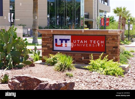 St. George, Utah, USA - May 9, 2023: Utah Tech University campus sign ...