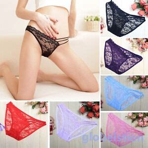 Sexy Lace Women S See Through Panties Briefs Lingerie Flowers Pattern