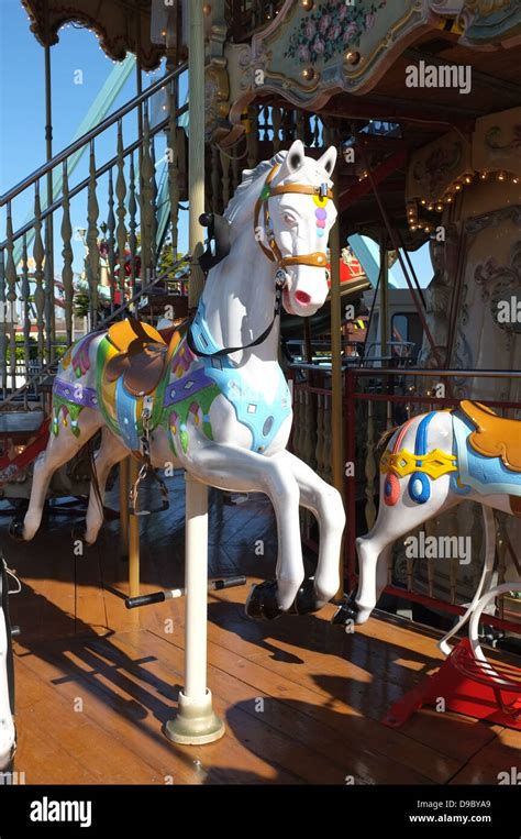 Traditional Carousel Horse At Funfair Stock Photo Alamy