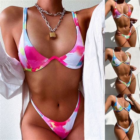 Est Traje De Baño Para Mujer Bandeau Bandage Bikini Set Push Up