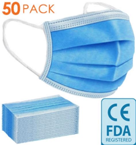 3 Layer Non Medical Disposable Face Masks 50 Count PulseTV