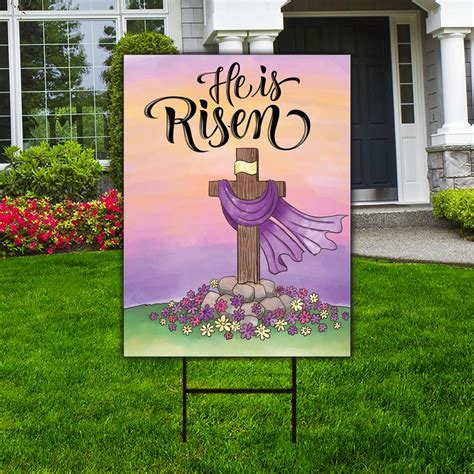 Happy Easter He Is Risen Yard Sign Coroplast Jesus Easter Sign