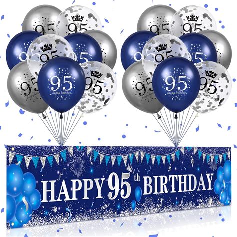 Blue 95th Birthday Decorations For Men Women Navy Blue